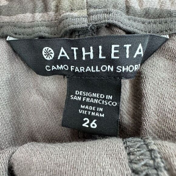 Athleta Shorts Women’s 26 Camo Farallon Shorts Cotton Drawstring‎ Running Yoga - Picture 9 of 10